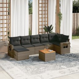 Gossi set canapele de gradina cu perne, 8 piese, gri, poliratan