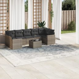 Gossi set canapele de gradina cu perne, 8 piese, gri, poliratan