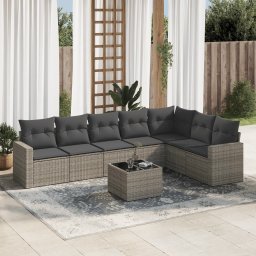 Gossi set canapele de gradina cu perne, 8 piese, gri, poliratan