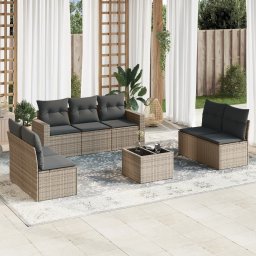 Gossi set canapele de gradina cu perne, 8 piese, gri, poliratan