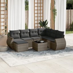 Gossi set canapele de gradina cu perne, 8 piese, gri, poliratan