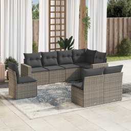 Gossi set canapele de gradina cu perne, 8 piese, gri, poliratan