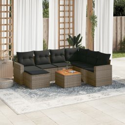 Gossi set canapele de gradina cu perne, 8 piese, gri, poliratan