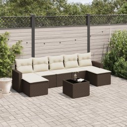 Gossi set canapele de gradina cu perne, 8 piese, maro, poliratan