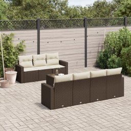 Gossi set canapele de gradina cu perne, 8 piese, maro, poliratan