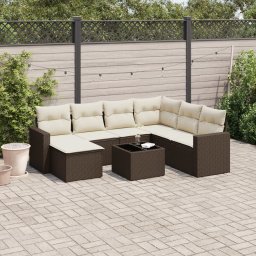 Gossi set canapele de gradina cu perne, 8 piese, maro, poliratan