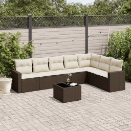 Gossi set canapele de gradina cu perne, 8 piese, maro, poliratan