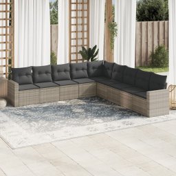 Gossi set canapele de gradina cu perne, 9 piese gri deschis poliratan