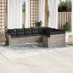 Gossi set canapele de gradina cu perne, 9 piese gri deschis poliratan