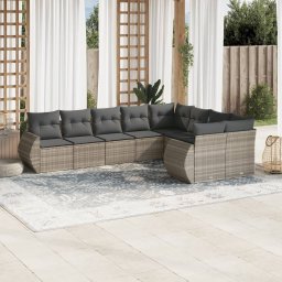 Gossi set canapele de gradina cu perne, 9 piese gri deschis poliratan