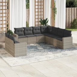 Gossi set canapele de gradina cu perne, 9 piese gri deschis poliratan