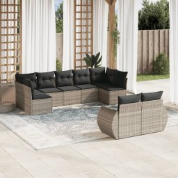 Gossi set canapele de gradina cu perne, 9 piese gri deschis poliratan