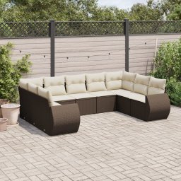 Gossi set canapele de gradina cu perne, 9 piese, maro, poliratan
