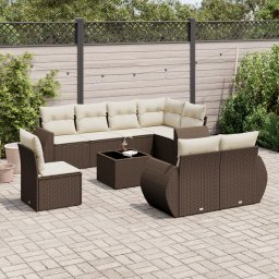Gossi set canapele de gradina cu perne, 9 piese, maro, poliratan
