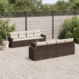 Gossi set canapele de gradina cu perne, 9 piese, maro, poliratan