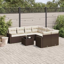 Gossi set canapele de gradina cu perne, 9 piese, maro, poliratan