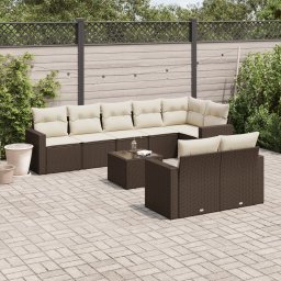 Gossi set canapele de gradina cu perne, 9 piese, maro, poliratan