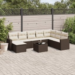 Gossi set canapele de gradina cu perne, 9 piese, maro, poliratan
