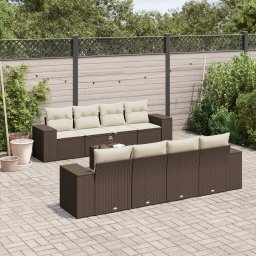 Gossi set canapele de gradina cu perne, 9 piese, maro, poliratan