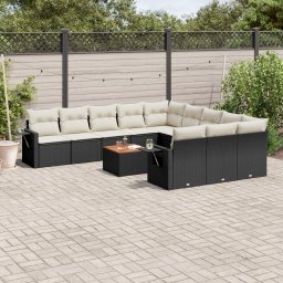 Gossi set canapele de gradina, 12 piese, cu perne, negru, poliratan