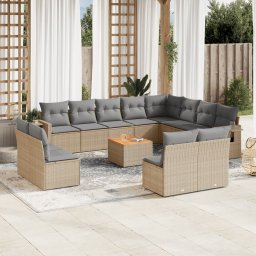 Gossi set canapele de gradina, 13 piese, cu perne, bej, poliratan