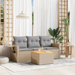 Gossi set canapele de gradina, 4 piese, cu perne, bej, poliratan