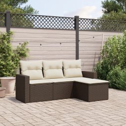 Gossi set canapele de gradina, 4 piese, cu perne, maro poliratan maro