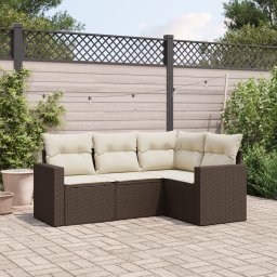 Gossi set canapele de gradina, 4 piese, cu perne, maro poliratan maro