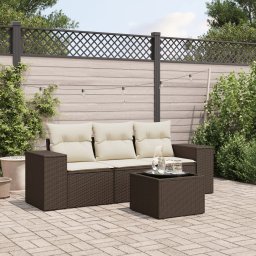 Gossi set canapele de gradina, 4 piese, cu perne, maro poliratan maro