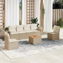 Gossi set canapele de gradina, 7 piese, cu perne, bej, poliratan