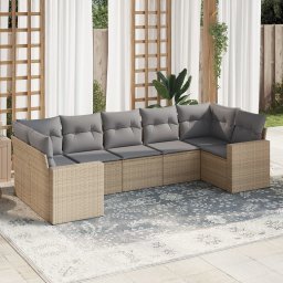 Gossi set canapele de gradina, 7 piese, cu perne, bej, poliratan