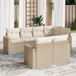 Gossi set canapele de gradina, 7 piese, cu perne, bej, poliratan