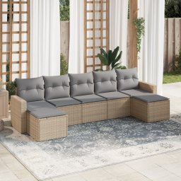 Gossi set canapele de gradina, 7 piese, cu perne, bej, poliratan