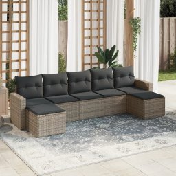 Gossi set canapele de gradina, 7 piese, cu perne, gri, poliratan