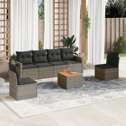 Gossi set canapele de gradina, 7 piese, cu perne, gri, poliratan