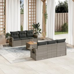 Gossi set canapele de gradina, 7 piese, cu perne, gri, poliratan