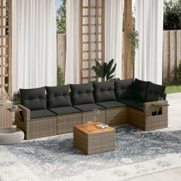 Gossi set canapele de gradina, 7 piese, cu perne, gri, poliratan