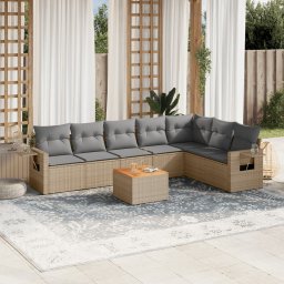 Gossi set canapele de gradina, 8 piese, cu perne, bej, poliratan