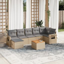Gossi set canapele de gradina, 8 piese, cu perne, bej, poliratan