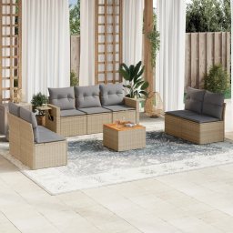 Gossi set canapele de gradina, 8 piese, cu perne, bej, poliratan