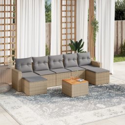 Gossi set canapele de gradina, 8 piese, cu perne, bej, poliratan