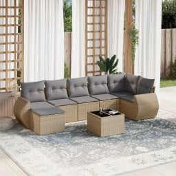Gossi set canapele de gradina, 8 piese, cu perne, bej, poliratan