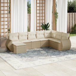 Gossi set canapele de gradina, 8 piese, cu perne, bej, poliratan