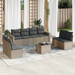 Gossi set canapele de gradina, 9 piese, cu perne, bej, poliratan