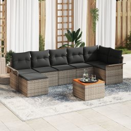 Gossi set canapele gradina cu perne gri ratan poli acacia