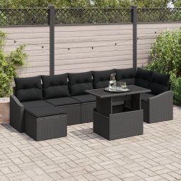 Gossi set canapele gradina cu perne ratan negru poliratan