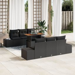 Gossi set canapele gradina cu perne, negru, ratan poli