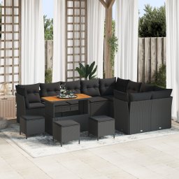Gossi set de canapea de gradina cu 13 piese, ratan negru, acacia