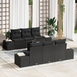 Gossi set de canapea de gradina cu 7 piese si perne din ratan negru