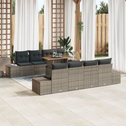 Gossi set de canapea de gradina cu 7 piese si perne gri ratan poli